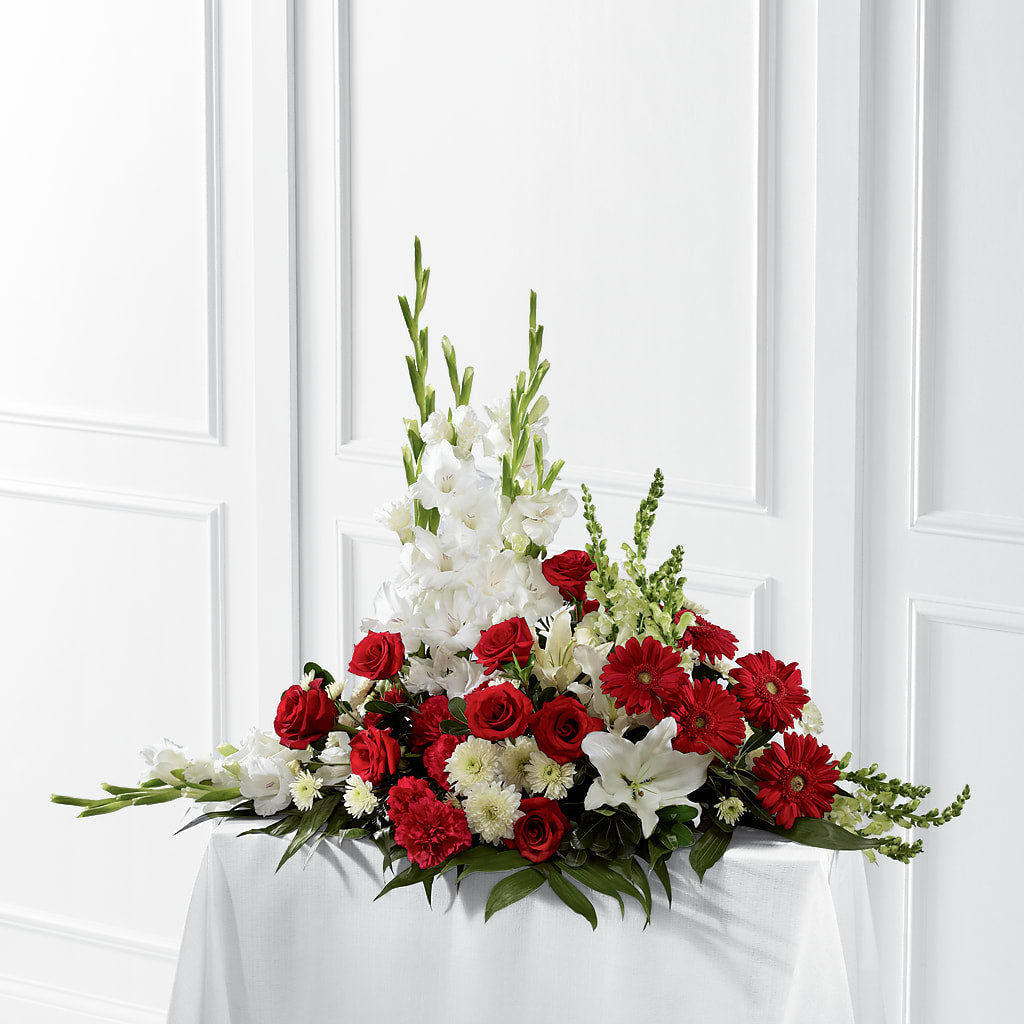 Crimson & White Arrangement – Mountain Florist, Clintwood VA
