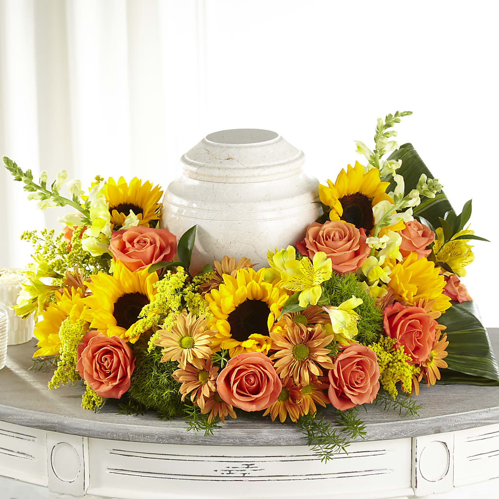 Faithful Sunflower Cremation Adornment – Mountain Florist, Clintwood VA
