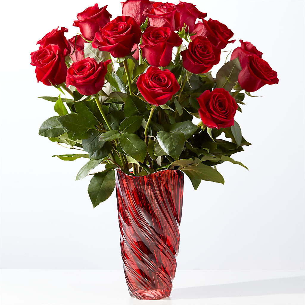 Classic Love Red Rose Bouquet with Luxe Swirl Vase – Mountain Florist, Clintwood VA
