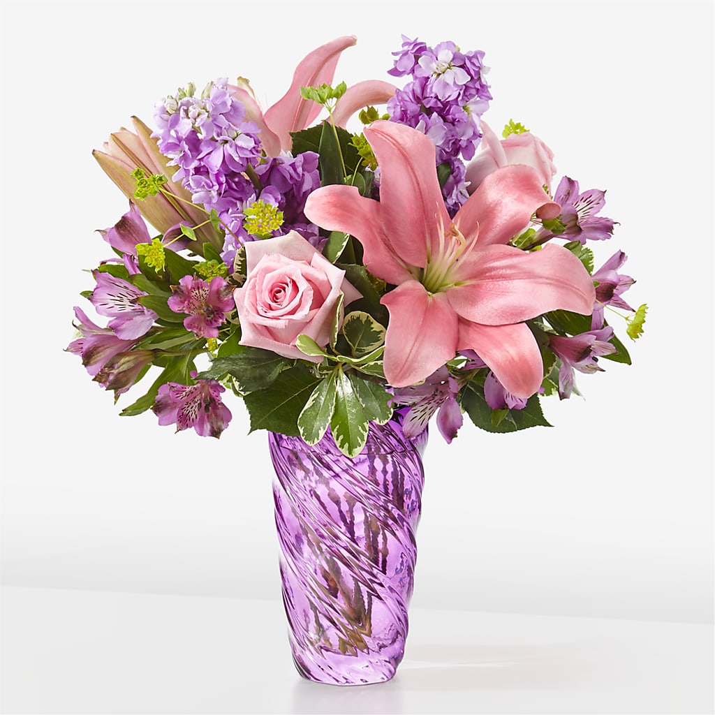 Precious Petals Bouquet with Luxe Swirl Vase – Mountain Florist, Clintwood VA