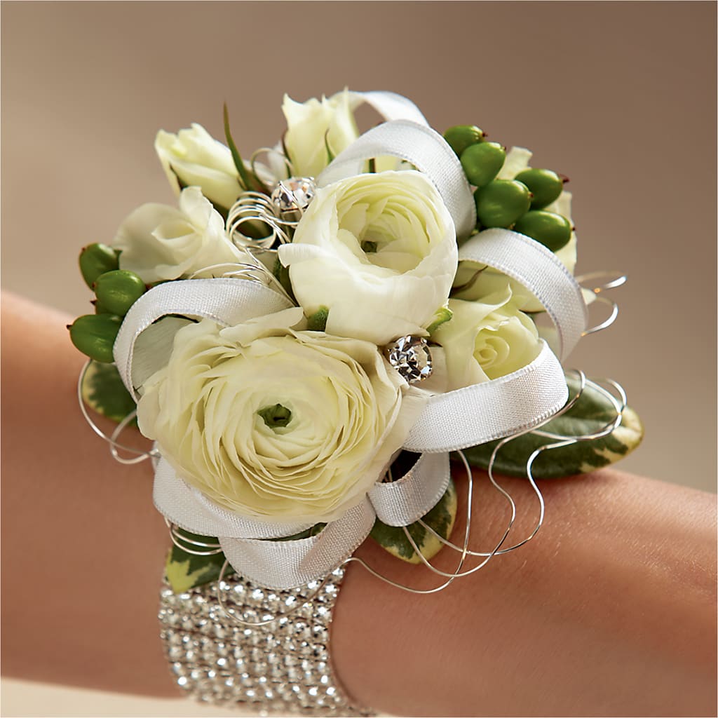 White Wedding Corsage – Mountain Florist, Clintwood VA